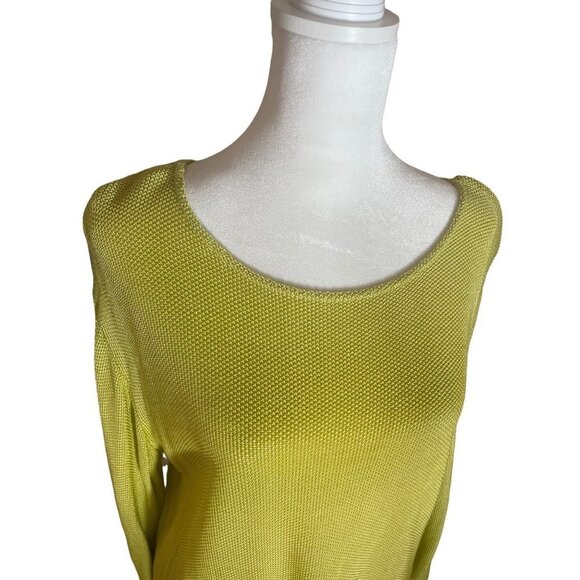 Pow Wow Neon Green Waffle Weave Lightweight Sweater - Picture 4 of 9